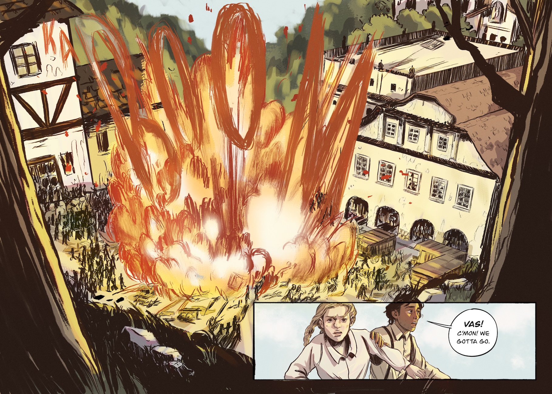 A giant explosion in the market.